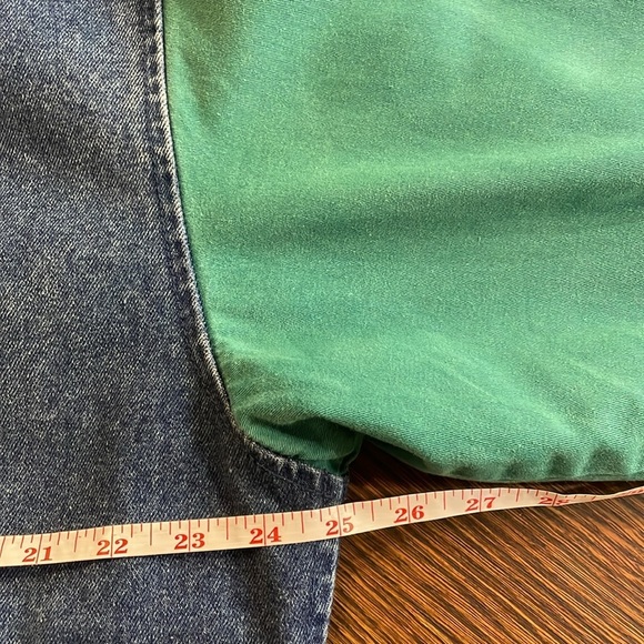 Vintage 1990s Street Worn Denim and Green Bomber Jacket - Picture 15 of 16